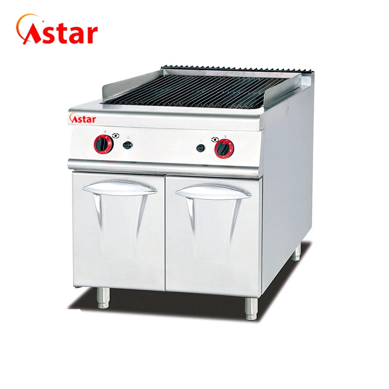 Commercial Vertical Gas Lava Rock Grill with Cabinet